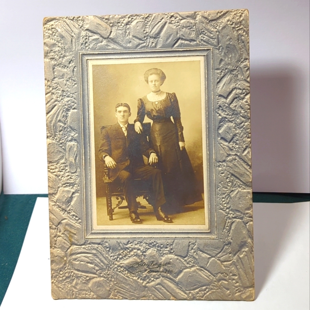 Antique Photograph Tin Type Metal Man/Woman Schreckengost 1800s or Early 1900s